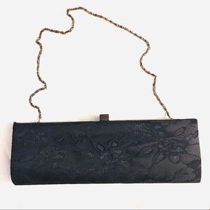 JESSICA MCCLINTOCK BLACK LACE EVENING BAG CLUTCH